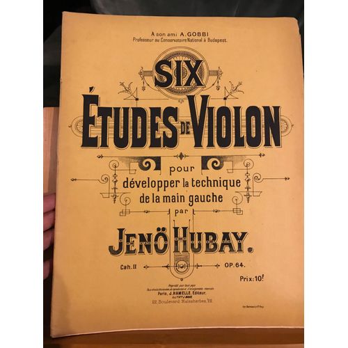 Jenö Hubay Six Études Pour La Main Gauche Partition Violon Éd. Hamelle Vol. 2
