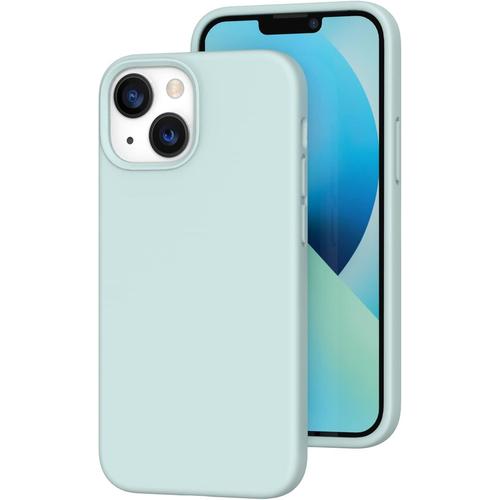 Compatible Avec Iphone 13 Mini, Coque En Gel De Silicone Liquide Avec Doublure En Microfibre, Protection Intégrale Contre Les Chutes Pour Iphone 13 5,4"" 2021 , Turquoise