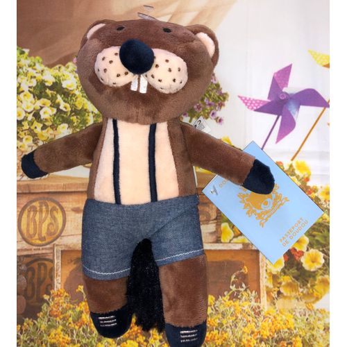 Doudou Peluche Castor Ours Monoprix Doudoublure Marron Beige Bleu Marine