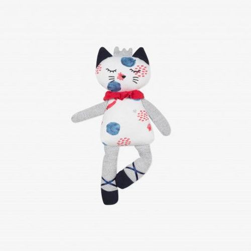 Doudou Chat Catimini Blanc Argent Gris Peluche Princesse Ballerine