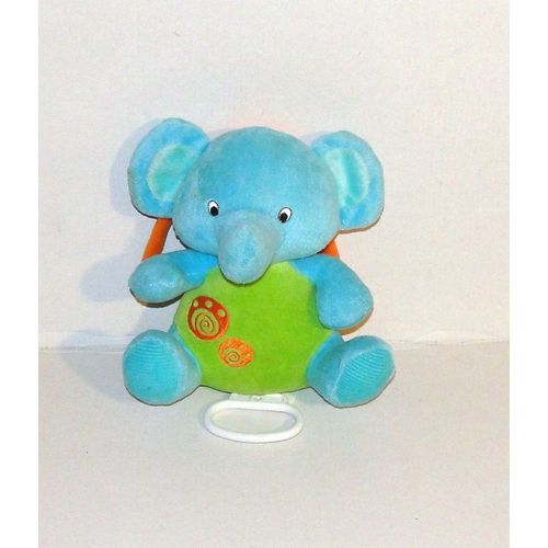Elephant Musical Baby Smile Peluche Doudou Elephant Bleu Vert