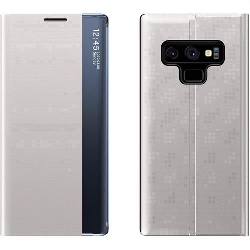 Compatible Avec Samsung Galaxy Note 9 Coque + Film De Protection D'écran Clear View Smartphone Cover Style Livre Protection Intégrale Bumper Flip Folio Antichoc Étui De Téléphone Portable Pour Samsung Galaxy Note 9 Gris