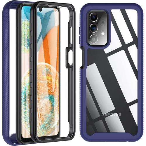 Coque Pour Samsung Galaxy A23 5g, Coque De Protection Pour Samsung A23 5g, Protection Complète À 360 Degrés, Antichoc, Silicone Robuste, Housse Extérieure Avec Film De Protection D'écran Intégré Bleu