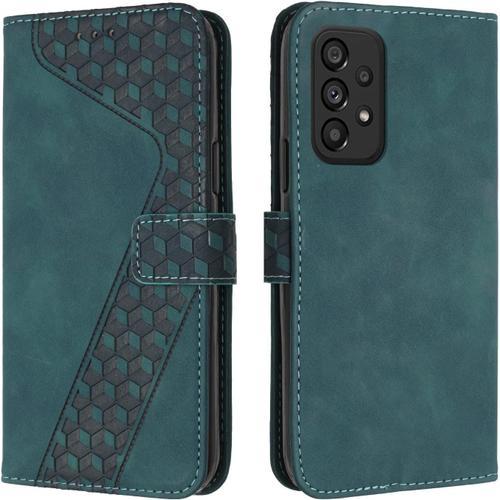 Coque Pour Samsung Galaxy A23 5g/4g, Étui À Rabat En Cuir Pu Avec Fente Pour Carte, Flip Case Cover Antichoc Housse De Protection Pour Samsung A23/M23/M13 Vert