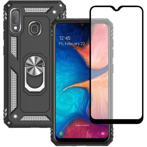 Coque Pour Samsung Galaxy A20e, Coque Samsung A20e, Avec Protecteur D'écran, Coque De Protection Antichoc Avec Fonction Anneau Support Case Cover Pour Samsung Galaxy A20e Noir