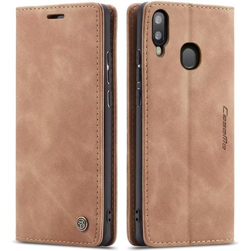 Coque Pour Samsung Galaxy A20e, Étui À Rabat En Cuir Pu, Étui Portefeuille Magnétique Pliable, Étui À Rabat En Silicone Avec Fente Pour Carte Pour Samsung A20e, Marron