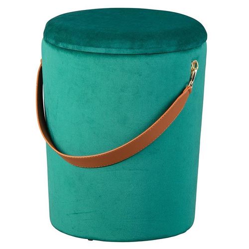 Paris Prix - Pouf Coffre En Velours À Sangle "Yola" 45cm Vert