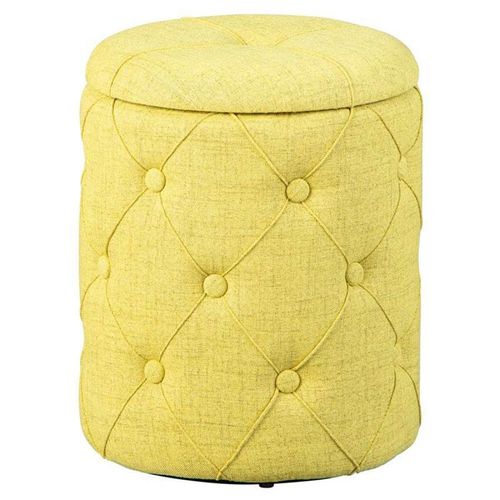 Paris Prix - Pouf De Rangement Capitonné "Elio" 40cm Jaune