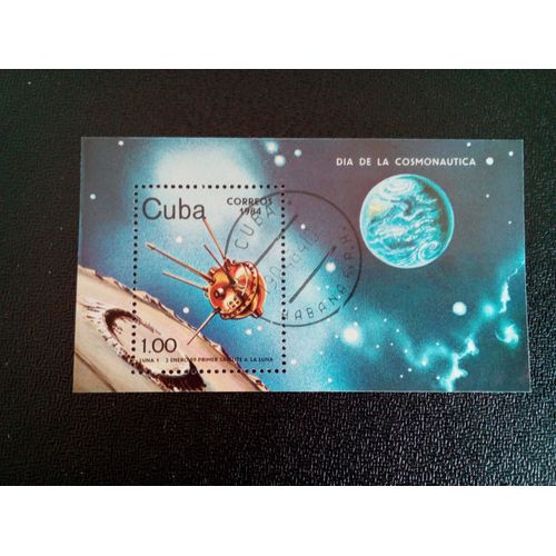 Timbre Cuba Yt Bf 80 Engin Spatial "Luna-1" (Urss), 1959 1984 ( 14812 )