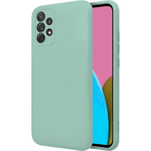 Coque Pour Samsung Galaxy A72 - Galaxy A72 5g 6,7"" Coque Rigide Turquoise Silicone Liquide Premium Soft Touch Doublure Intérieure En Microfibre Protège L'appareil Photo Antidérapant Résistant Aux Rayures