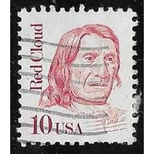 Timbre Des Etats-Unis N°1771 Y & T 10 C. Rose-Lilas Américains Célèbres "Nuage Rouge" Chef Sioux