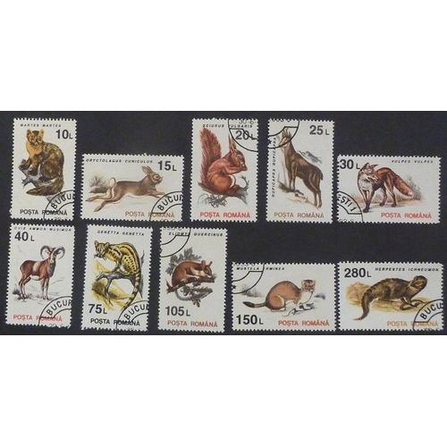 Roumanie Oblitéré Lot De 10 Timbres De 1993 Animaux