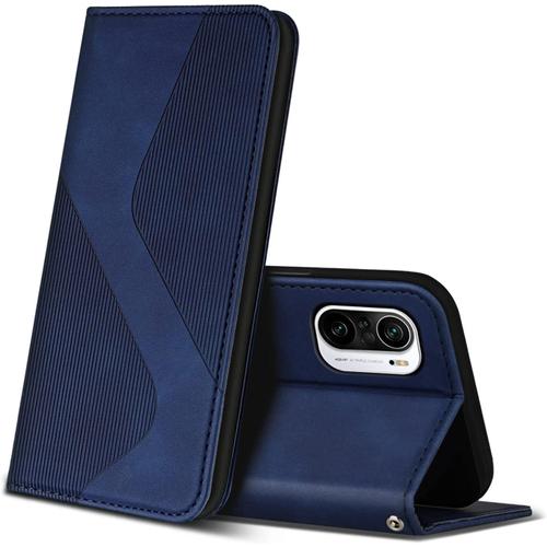 Coque Pour Xiaomi Poco F3 5g / Xiaomi Mi 11i 5g, Étui De Protection En Cuir Pu Avec Fentes Pour Cartes, Étui Portefeuille En Cuir Housse De Protection Pour Xiaomi Poco F3 5g / Xiaomi Mi 11i 5g Bleu