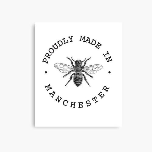 Canevas imprimer Manchester Worker Bee  fièrement fabriquée à Manchester  Impression sur toile Art Décoration Murale/ 40x50cm ou 40x40cm