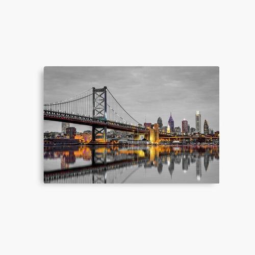 Canevas imprimer Philadelphie, touche de couleur, horizon Impression sur toile Art Décoration Murale/ 40x50cm ou 40x40cm