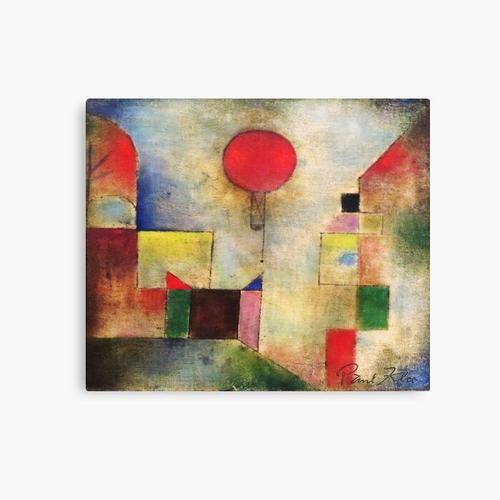 Canevas imprimer Paul Klee Ballon Rouge Art Cubiste Art Enfantin Inspiré de Klee Impression sur toile Art Décoration Murale/ 40x50cm ou 40x40cm