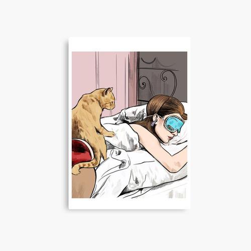 Canevas imprimer Holly Golightly le chat sans nom - Audrey Hepburn dans Breakfast at Tiffany's Impression sur toile Art Décoration Murale/ 40x50cm ou 40x40cm