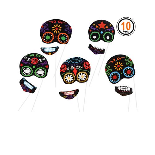 10 accessoires photobooth dia de los muertos Taille Unique