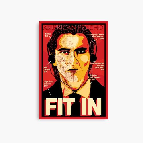 Canevas imprimer American Psycho : S'adapter à l'affiche du film Impression sur toile Art Décoration Murale/ 40x50cm ou 40x40cm