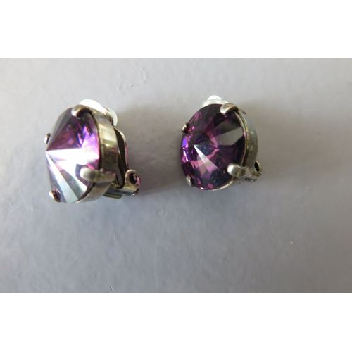 Boucles D'oreilles Clips Isabelle De Millery Violet