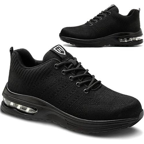 Chaussures De Securit¿¿ Hommes Femmes Legere Basket De Securite Respirante Confortable Chaussure De Travail Avec Embout En Acier Noir Taille 44