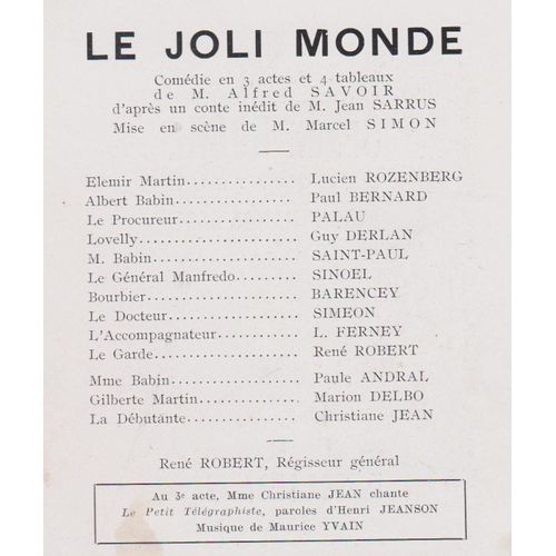 Programme "Le Joli Monde" Dédicacé Par Lucien Rozenberg, Paule Andral, Paul Bernard, Marion Delbo, Christiane Jean, Palau, Guy Derlan, Saint-Paul, Barancey, René Robert, Sinoel