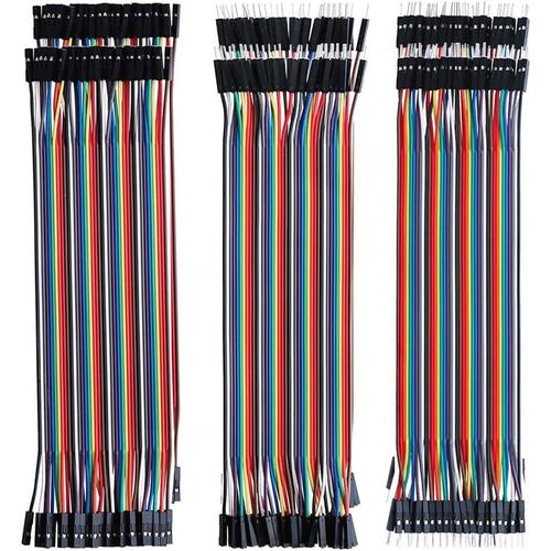 Lot de 240 Jumper Wire Cable Ribbon Cables Kit Câbles Breadboard 24AWG 3 en 1 (40Pin Mâle vers Femelle, 40Pin Mâle vers Mâle, 40Pin Femelle vers Femelle), 20cm