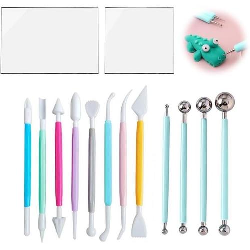 14 Pièces Outils de Modelage pour Pâtisserie,Fondant Set D'outils de Modelage,Outils Pate a Sucre,Outils de Sculpture Modélisation de Gâteaux,Outils de Modelage Fondant Décoration Accessoires