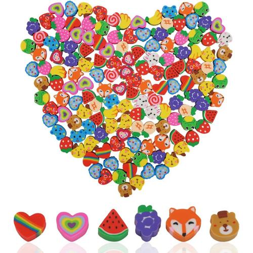 150 Pièces Mini Gomme Kawaii Fruits Animaux C?urs Fantaisie Gomme Enfant, Mini Gommes À Crayons, Gommes À Animal, Gommes À Effacer, Gomme Caoutchouc Pour École Fourniture De Bureau Papeterie