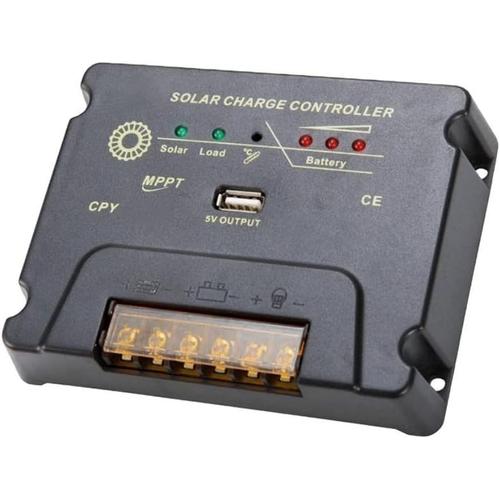 Régulateur de charge solaire MPPT, régulateur de charge solaire, régulateur de charge MPPT, régulateur solaire 12 V/24 V, contrôleur de charge solaire avec port USB, suivi de mise au point