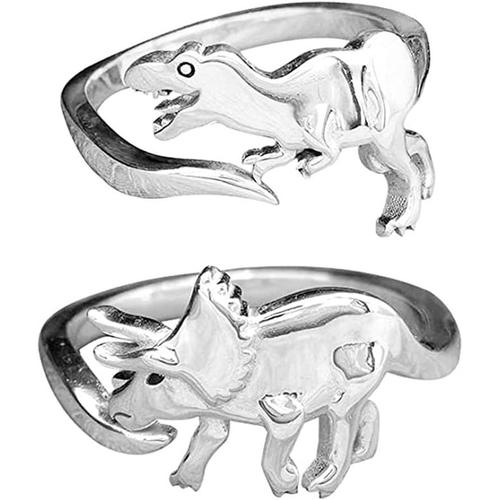 Anneaux de dinosaure, anneau sans plomb en alliage réglable dinosaure anneau de cheville ouvert bijoux cadeau pour amant femmes hommes