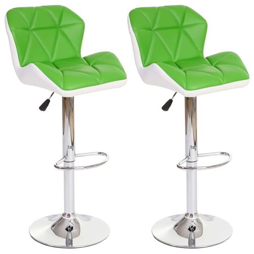 2x Tabouret De Bar Hamilton, Chaise De Comptoir, Bois, Similicuir, Rotatif   Vert