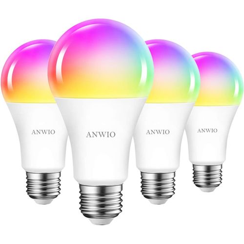 12w Ampoule Led E27 Wifi Et Bluetooth, Ampoule Connecte Alexa A70 Dimmable, Tuya App Et Smart Life, 1521lm Rgb Ampoule, Pas De Hub Requis, Lot De 4[Amp745688]