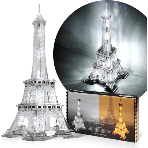 13 Pouces Puzzle 3d Tour Eiffel  Led-Maquette A Construire Adulte D'architecture-Monument De Paris De Nuit-Puzzle 3d Pour Adultes (Argent,Taille Standard).[Y418]