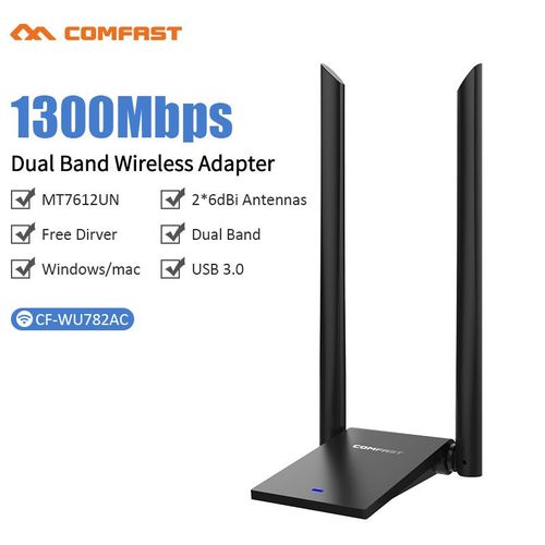 1300 Mbps - adaptateur Wifi double bande sans fil USB 3.0, 2.4 + 5G, Dongle pour carte rseau 802.11AC, Kali Linux/Ubuntu/Monitor