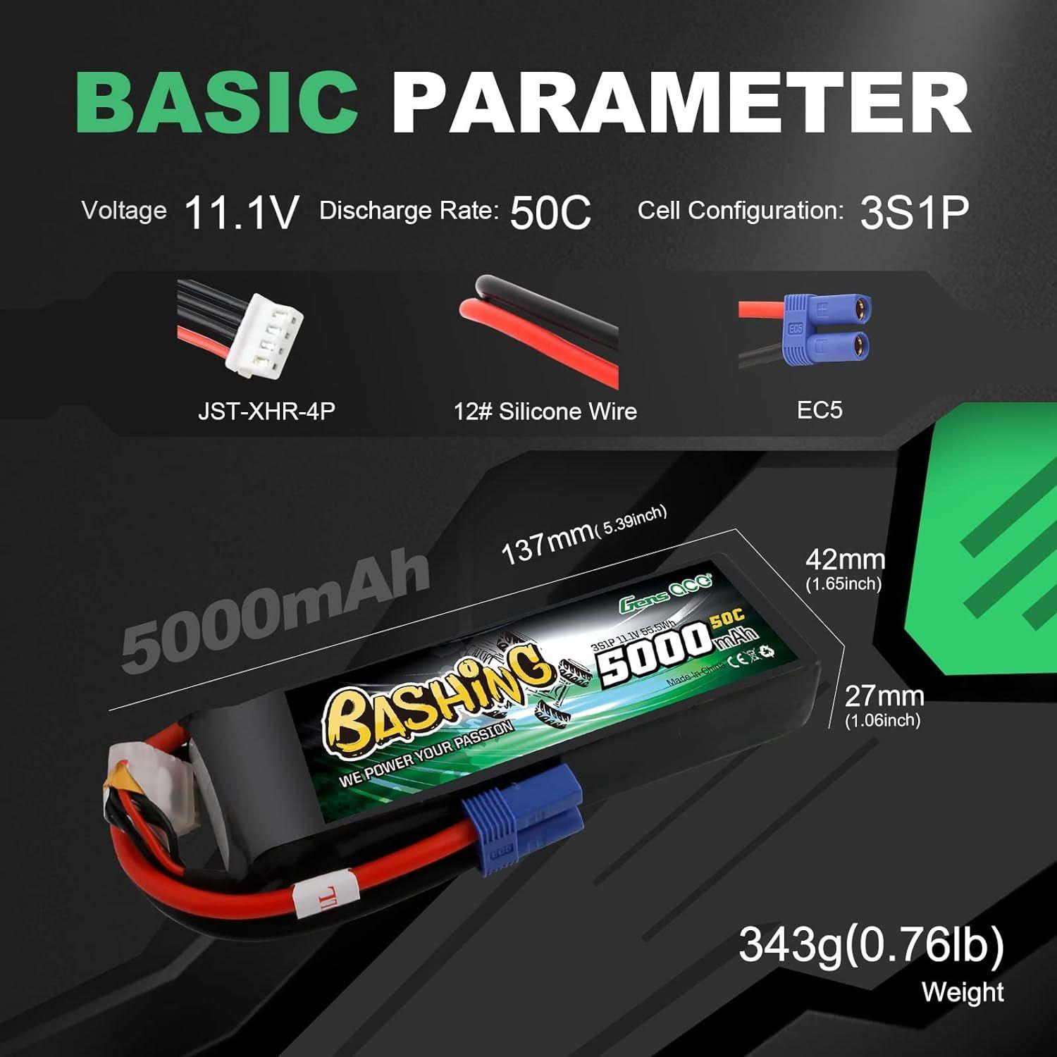 3s Lipo Batterie 5000mah 11,1v 50c 3s Bashing Rc Batterie Av... - 4