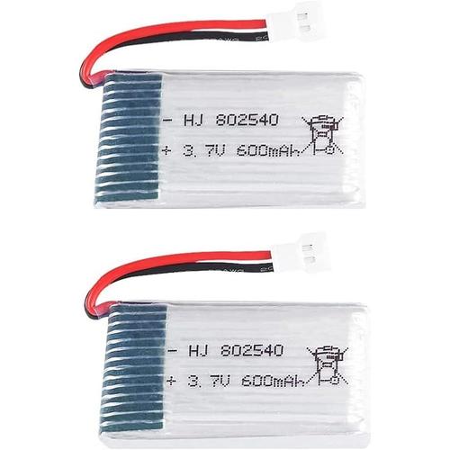 - Batteries Lipo 3.7v 600mah Rechargeables 2pcs | Compatibles Avec Les Drones Syma X5, Cheerson Cx-30w, Skytech M68, Wltoys F949 |-Générique