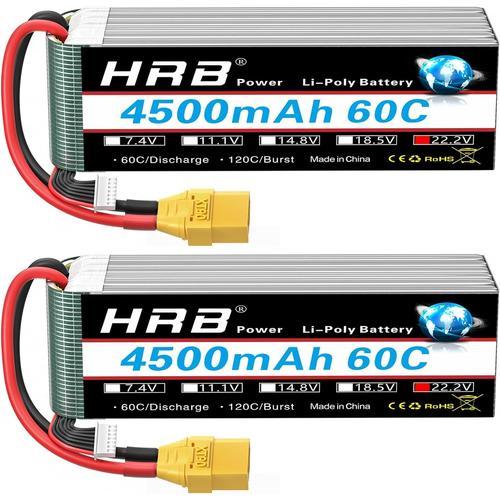 Xt90 Xt90 Hrb 6s Lipo Batterie Lipo 22,2 V 4500 Mah 60 C Avec Fiche Xt90 Batterie De Classe A+ Pour Voiture Rc Avion, Buggy Hélicoptère,-Générique