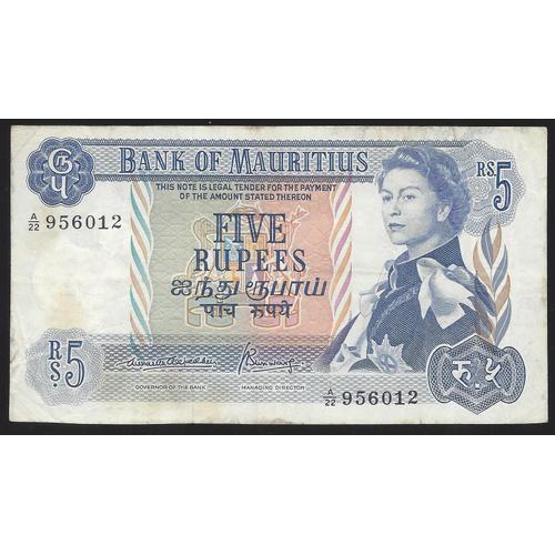 Maurice - 5 Rupees - 1967 - Sign2