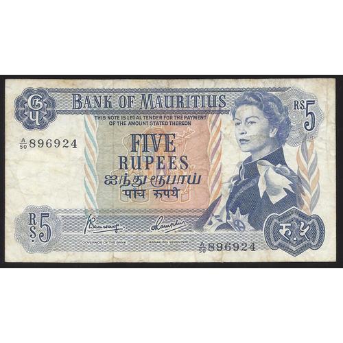 Maurice - 5 Rupees - 1967 - Sign3