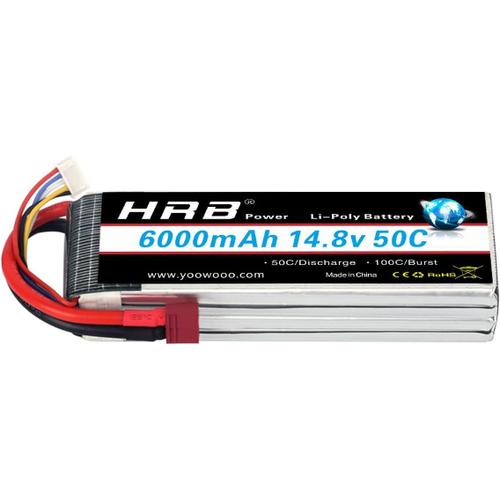 Hrb Rc Batterie Lipo 4s 50c 14,8v 6000mah T Lipo Pack Batterie Pour Modélisme Rc Car Heli Bache Boat Truck Fpv Voiture Hélicoptère-Générique