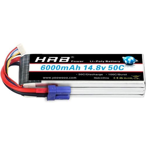 Hrb Rc Batterie Lipo 4s 50c 14,8v 6000mah Ec5 Plug Pour Rc Car Heli Bache Boat Truck Fpv Voiture Hélicoptère Avion Toys