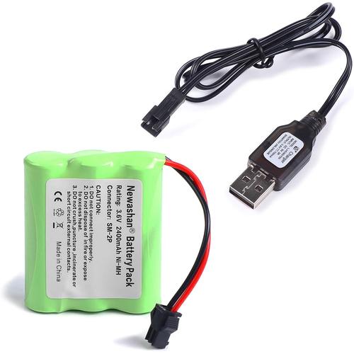 2400mah 3,6v Batterie Pour Rc Voiture Jouet Avion Robot Électrique Truck Camion Télécommandée Radiocommande Rechargeable Ni-Mh Aa