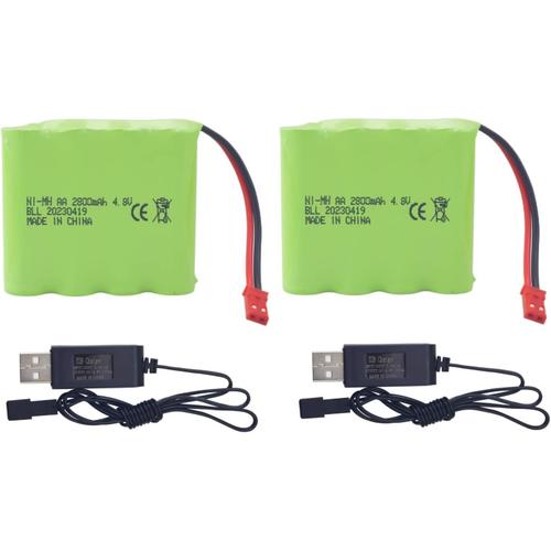 2pcs Aa 4.8v 2800mah Batterie & Prise Jst - 2p Avec Cable De Charge Usb Pour Télécommande Jouet Électrique Excavatrice Voiture-Générique