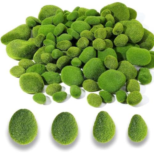 Boule de Mousse Boule de Mousse Roche de Mousse 24 Pcs Mousse Artificielle Décoration Verte Fausse Mousse Végétale 4 Tailles Roches de Mousse