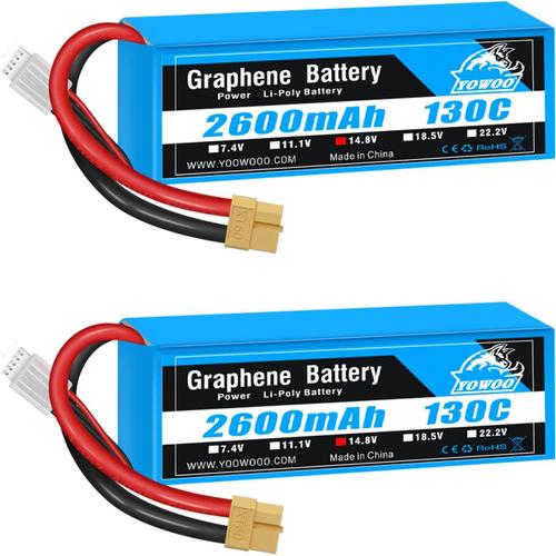 Yowoo 2pcs 4s Lipo Batterie 14.8v 2600mah 130c Graphène Batterie Avec Deans T Plug Pour Rc Evader Bx Voiture Camion Truggy Rc Avion-Générique