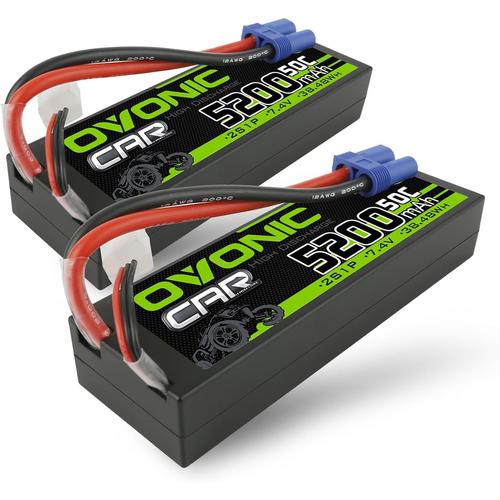 Batterie Lipo 2s 5200 Mah 50 C 7,4 V Avec Coque Rigide Avec Fiche Ec5 Pour Voiture Rc 1/10 (2 Pièces)-Générique