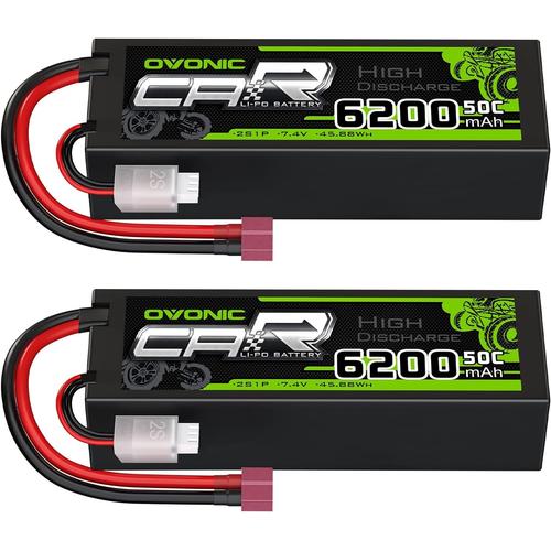 2s Lipo Batterie 6200mah 50c 7.4v Étui Rigide Avec Connecteur Dean Style T Pour Rc Avion Rc Hélicoptère Rc Voiture Rc Bateau Hobby-Générique