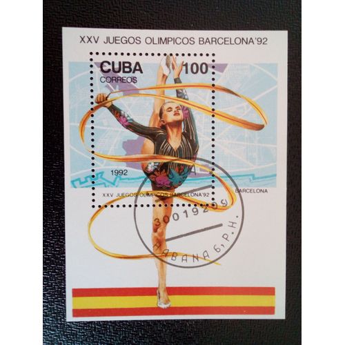 Timbre Cuba Yt Bf 128 Jeux Olympiques D'été De 1992 - Barcelone 1992 ( 14812 )