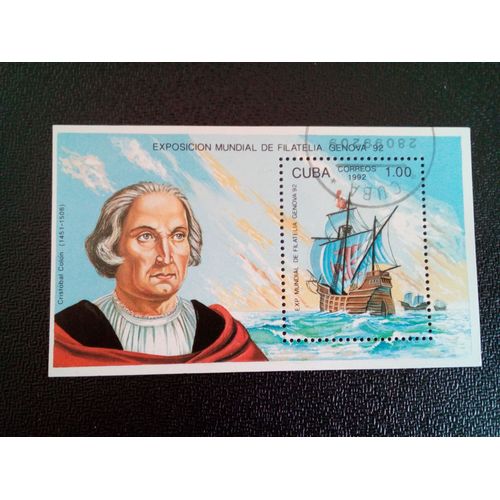 Timbre Cuba Yt Bf 131 Navire De Cristóbal Colón 1992 ( 14812 )